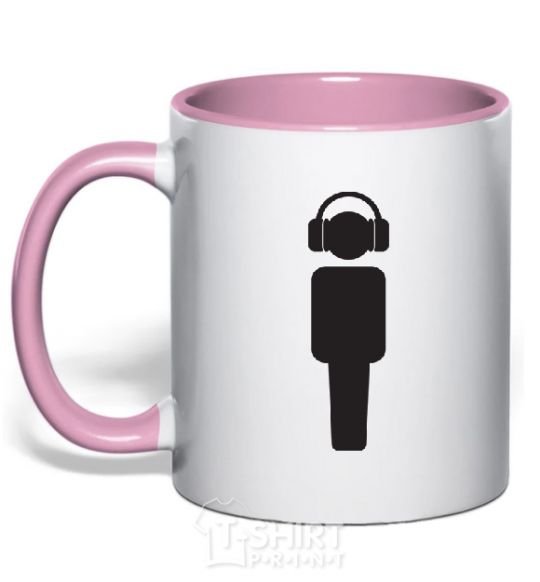 Чашка с цветной ручкой DJ в наушниках Нежно розовый фото