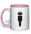 Mug with a colored handle DJ in headphones light-pink фото