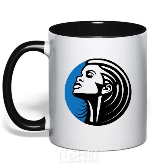 Mug with a colored handle RIHANNA ROUND black фото