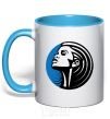 Mug with a colored handle RIHANNA ROUND sky-blue фото