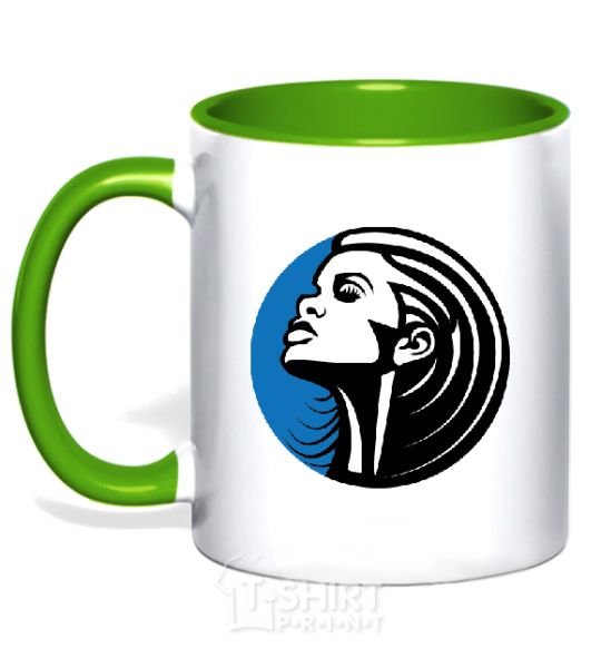 Mug with a colored handle RIHANNA ROUND kelly-green фото