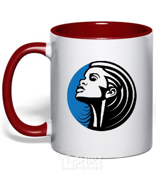 Mug with a colored handle RIHANNA ROUND red фото