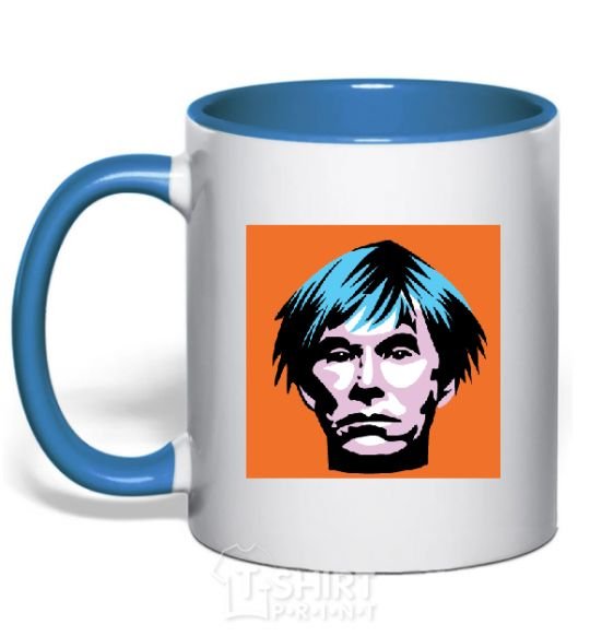Mug with a colored handle . Andy Warhol royal-blue фото