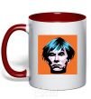 Mug with a colored handle . Andy Warhol red фото