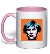 Mug with a colored handle . Andy Warhol light-pink фото