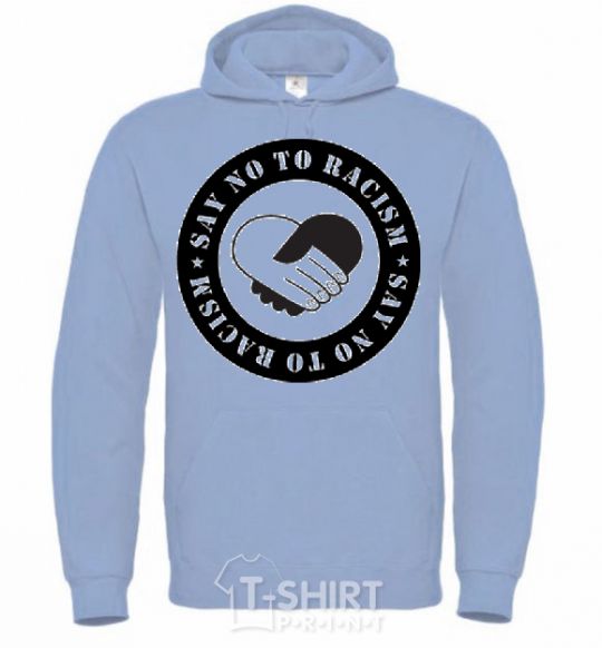 Men`s hoodie SAY NO TO RASIZM sky-blue фото