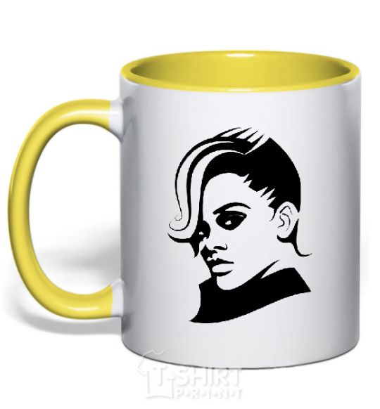 Mug with a colored handle RIHANNA V.1 yellow фото