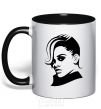 Mug with a colored handle RIHANNA V.1 black фото