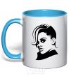 Mug with a colored handle RIHANNA V.1 sky-blue фото