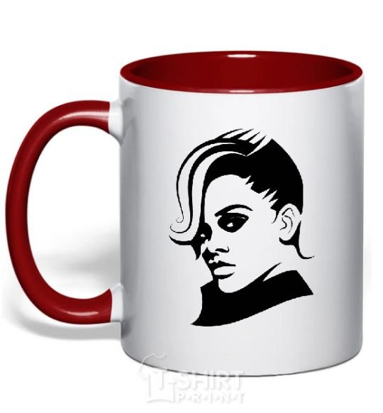 Mug with a colored handle RIHANNA V.1 red фото