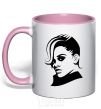 Mug with a colored handle RIHANNA V.1 light-pink фото