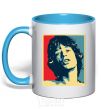 Mug with a colored handle MICK JAGGER sky-blue фото