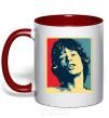 Mug with a colored handle MICK JAGGER red фото