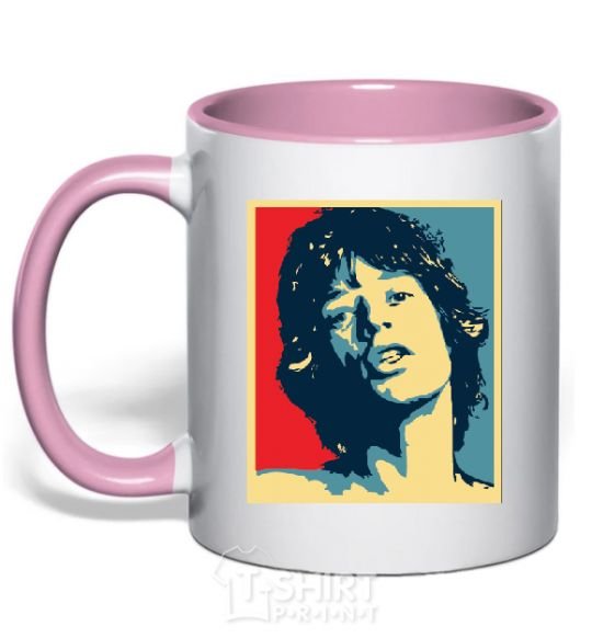 Mug with a colored handle MICK JAGGER light-pink фото