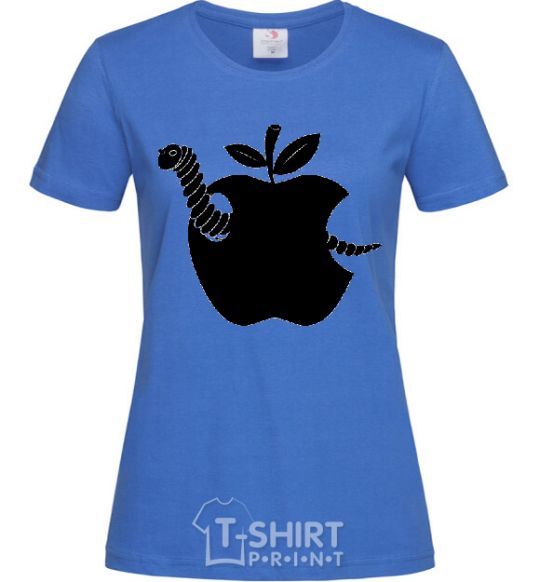 Women's T-shirt WORM IN APPLE royal-blue фото