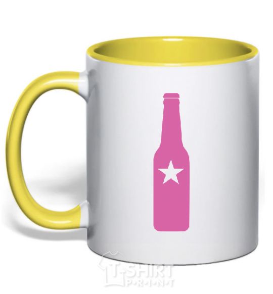 Mug with a colored handle BOTTLE yellow фото