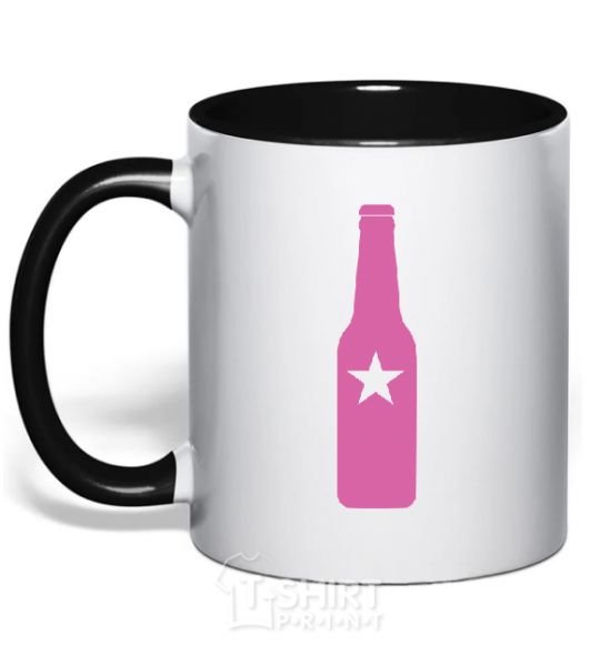 Mug with a colored handle BOTTLE black фото