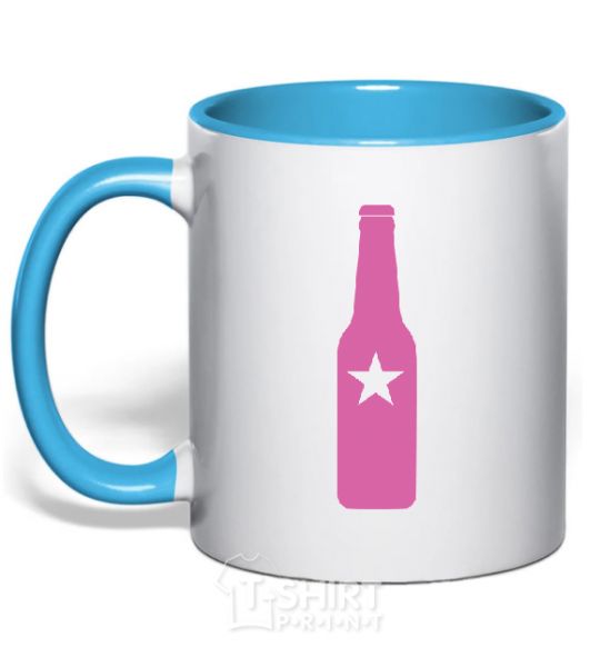 Mug with a colored handle BOTTLE sky-blue фото