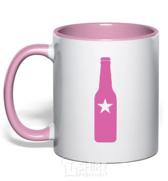 Mug with a colored handle BOTTLE light-pink фото