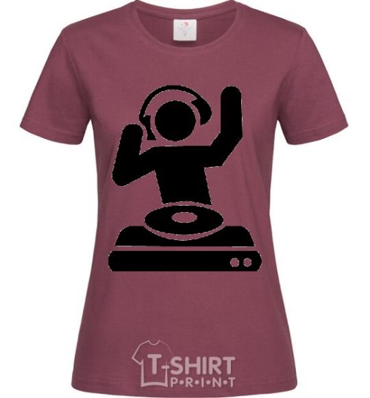 Women's T-shirt DJ PLAYING burgundy фото