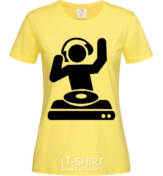 Women's T-shirt DJ PLAYING cornsilk фото