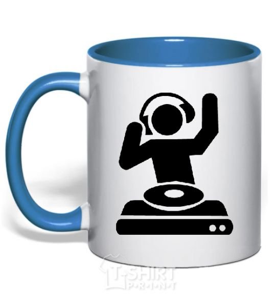 Mug with a colored handle DJ PLAYING royal-blue фото