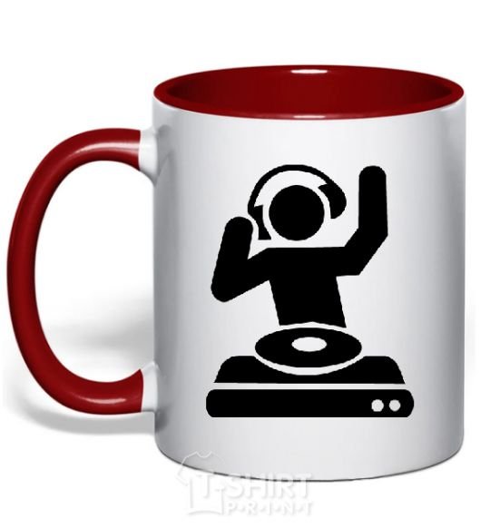 Mug with a colored handle DJ PLAYING red фото
