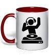 Mug with a colored handle DJ PLAYING red фото