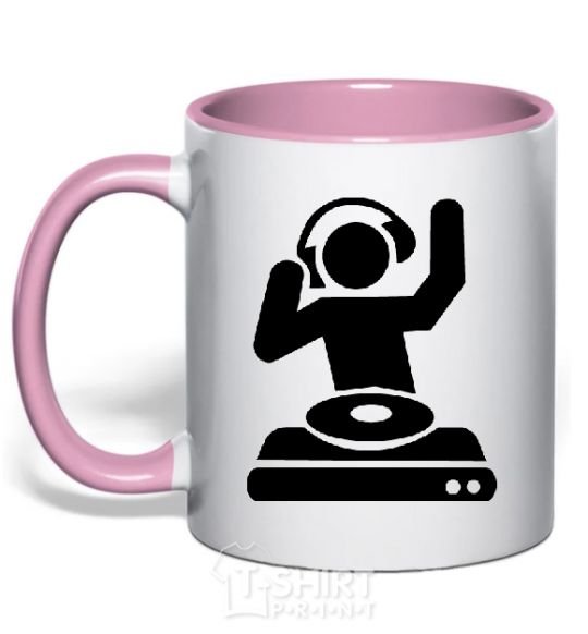 Mug with a colored handle DJ PLAYING light-pink фото