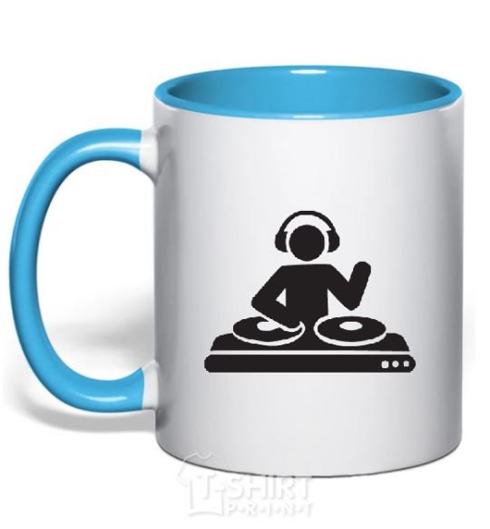 Mug with a colored handle DJ ACID sky-blue фото