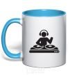 Mug with a colored handle DJ ACID sky-blue фото