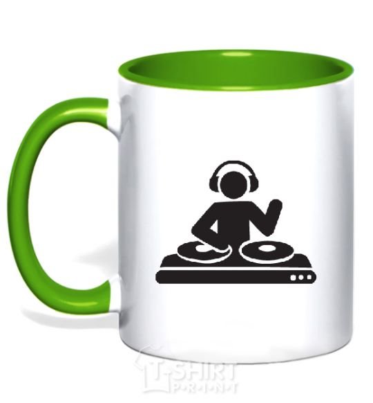 Mug with a colored handle DJ ACID kelly-green фото