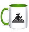 Mug with a colored handle DJ ACID kelly-green фото
