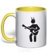 Mug with a colored handle GUITAR-MAN yellow фото