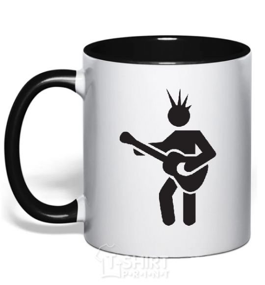 Mug with a colored handle GUITAR-MAN black фото