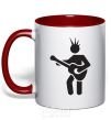 Mug with a colored handle GUITAR-MAN red фото