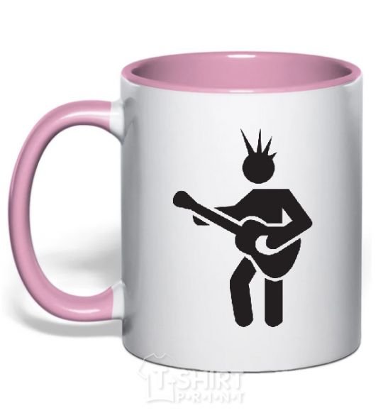 Mug with a colored handle GUITAR-MAN light-pink фото