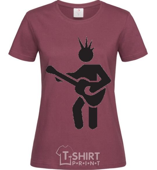 Women's T-shirt GUITAR-MAN burgundy фото