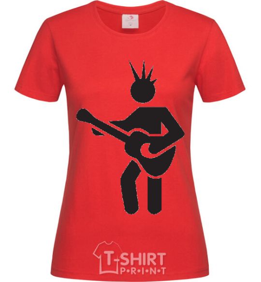 Women's T-shirt GUITAR-MAN red фото