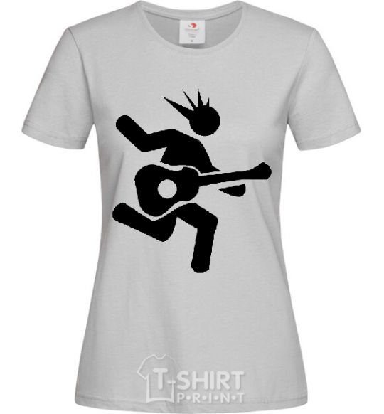 Women's T-shirt GUITAR JUMP grey фото