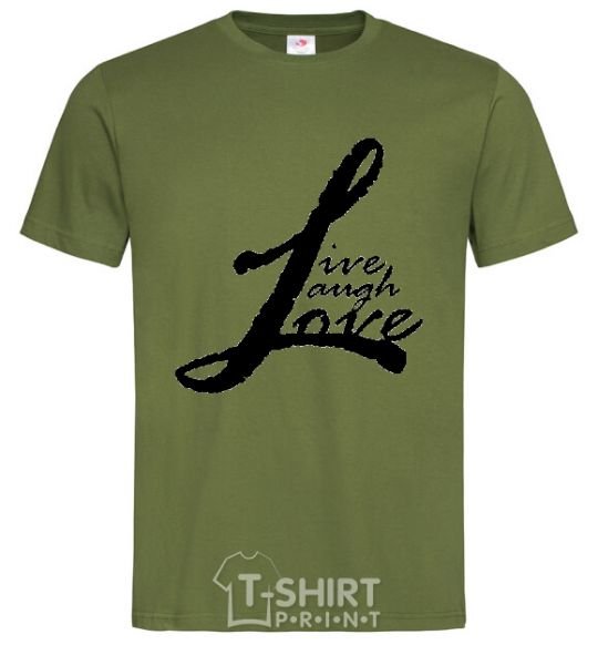 Мужская футболка LIVE LOVE LAUGH Оливковый фото