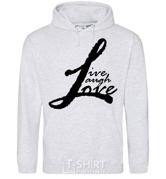 Men`s hoodie LIVE LOVE LAUGH sport-grey фото