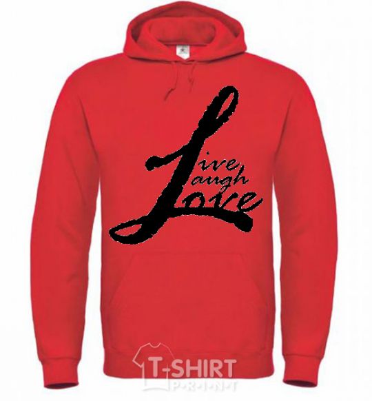 Men`s hoodie LIVE LOVE LAUGH bright-red фото