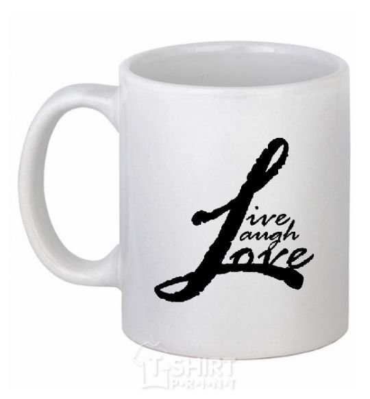 Чашка керамическая LIVE LOVE LAUGH Белый фото