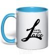 Чашка с цветной ручкой LIVE LOVE LAUGH Голубой фото