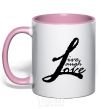 Mug with a colored handle LIVE LOVE LAUGH light-pink фото