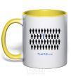 Mug with a colored handle THINK DFFERENT yellow фото