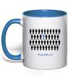 Mug with a colored handle THINK DFFERENT royal-blue фото