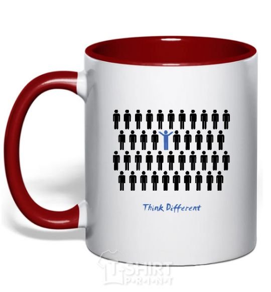 Mug with a colored handle THINK DFFERENT red фото