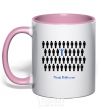 Mug with a colored handle THINK DFFERENT light-pink фото